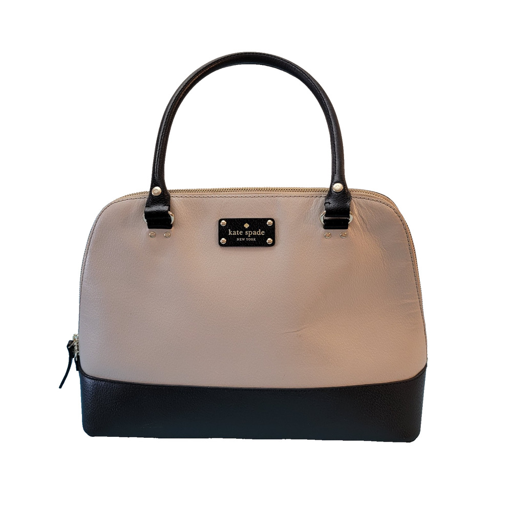 Kate Spade Berkeley Lane Rachelle Satchel Cream Black Leather WKRU1739 Bag Purse